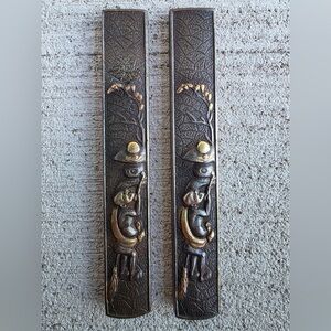 Antique Japanese Kozuka Pair – Samurai Sword Fittings – Garden – Edo / Meiji